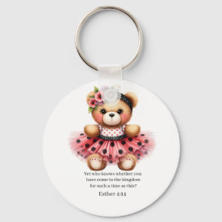 Esther 4:14 Girly Bear Keychain Nyckelring
