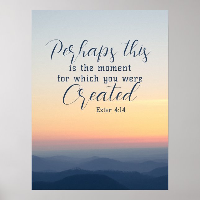 Esther 4:14 kanske är det här dags Bible Verse Poster (Framsidan)