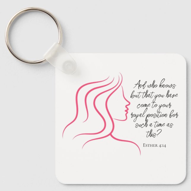 Esther 4:14 Scripture Bible Verse Rosa Silhouette Nyckelring (Framsida)