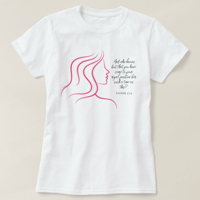 Esther 4:14 Scripture Bible Verse Rosa Silhouette T Shirt (Design framsida)