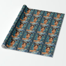 Esther Blue Purim Wrapping Papper