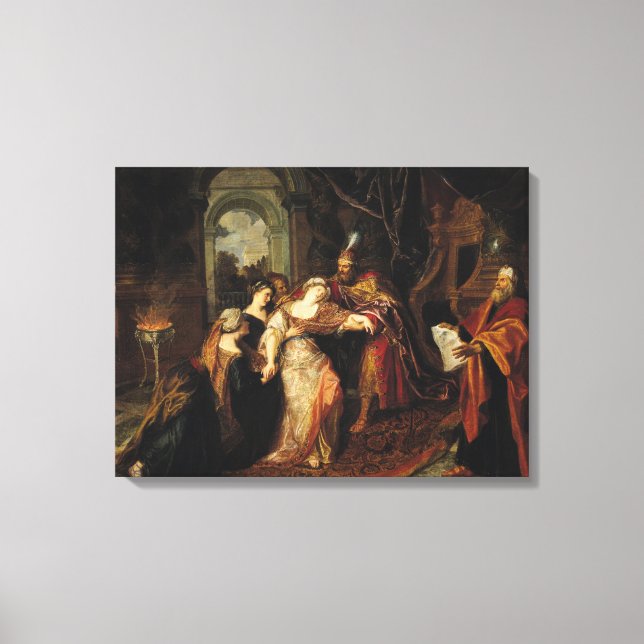 Esther före Ahasuerus, före 1697 Canvastryck (Framsida)
