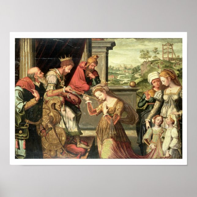 Esther före Kung Ahasuerus med Haman skickad Poster (Framsidan)