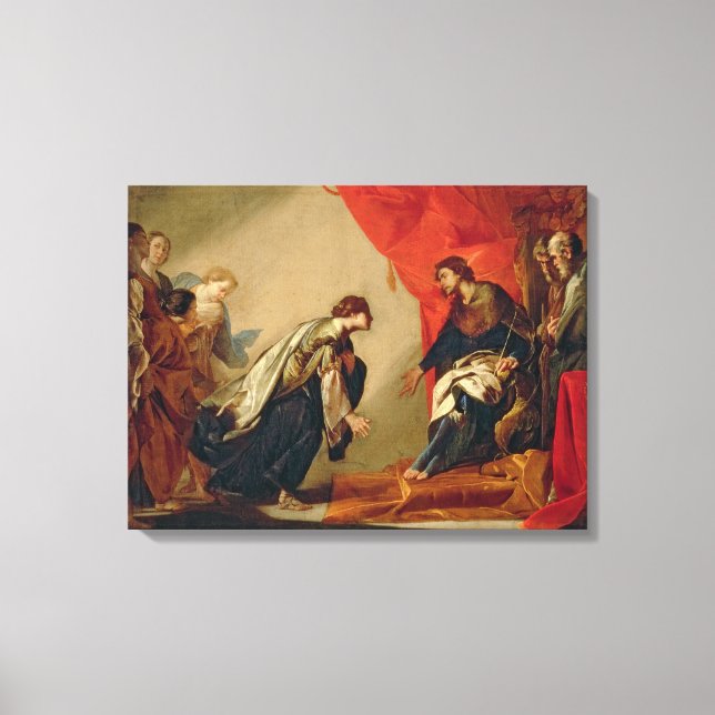 Esther framför Ahasuerus, c.1645-50 (olja på ca. Canvastryck (Framsida)