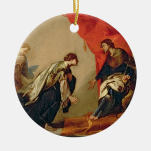 Esther framme av Ahasuerus, c.1645-50 (olja på ca Julgransprydnad Keramik