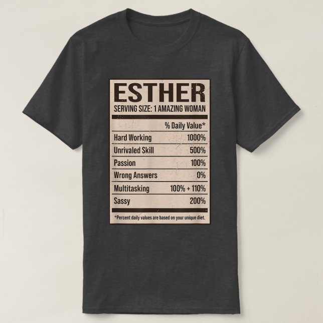 Esther Nutrition Facts Namn Nickname Alias Title F T Shirt (Design framsida)
