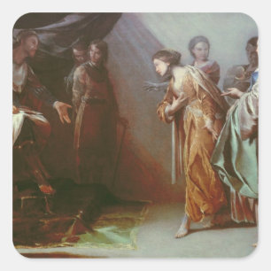 Esther och Ahasuerus Fyrkantigt Klistermärke
