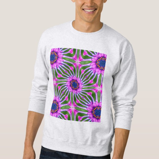 Esthetic Daisy Mönster Lång Ärmad Tröja (Framsida)