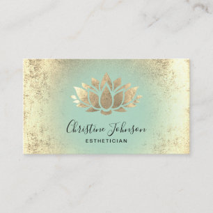 esthetician aqua och faux guld foil visitkort