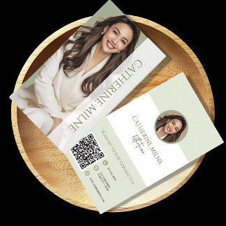 Esthetician Beautician Grönt QR Code & Photo Visitkort