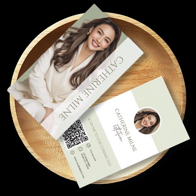 Esthetician Beautician Grönt QR Code & Photo Visitkort (Skapare uppladdad)