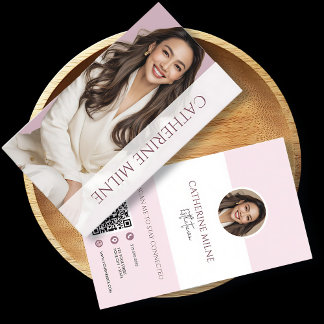 Esthetician Beautician Rosa QR Code & Photo Visitkort