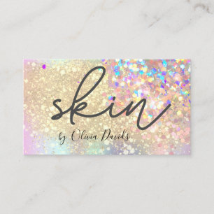 Esthetician Beauty Guld Glitter Skincare Salon Visitkort