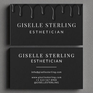 Esthetician Black Dripping Luxe Visitkort