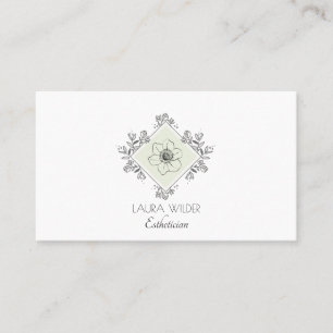 Esthetician Blommigt Logotyp Visitkort