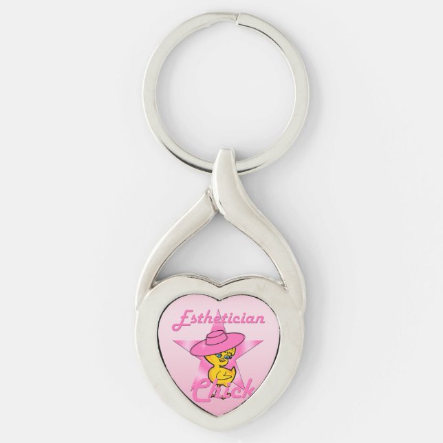 Esthetician Chick #8 Twisted Heart Silverfärgad Nyckelring (Framsidan)