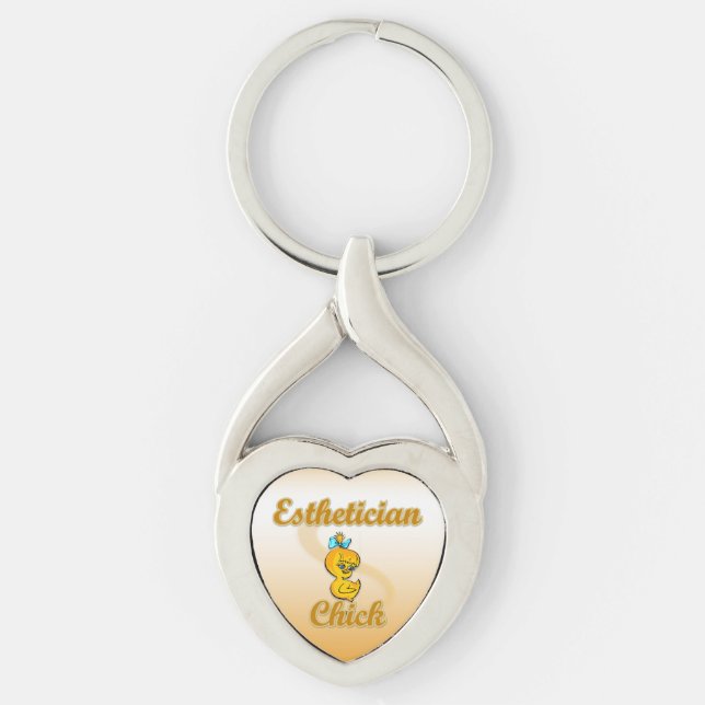 Esthetician-Chick Twisted Heart Silverfärgad Nyckelring (Framsidan)