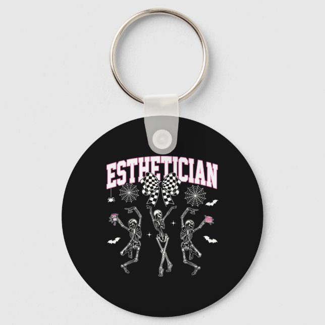 Esthetician Dancing Skeleton Halloween Bow Skin Th Nyckelring (Framsida)
