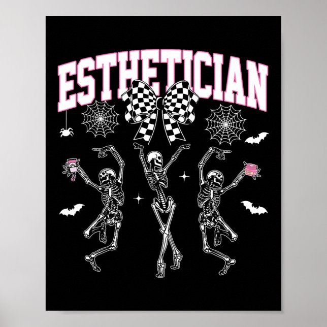 Esthetician Dancing Skeleton Halloween Bow Skin Th Poster (Framsidan)
