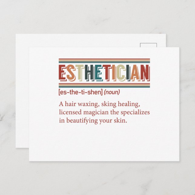 Esthetician Definition Retro Esthetician Vykort (Fram/baksida)