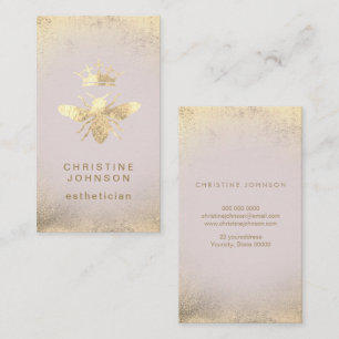 esthetician FAUX guld foil drottning bee Visitkort