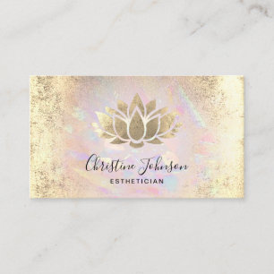 esthetician faux guld foil lotus på opal struktur visitkort