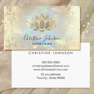 esthetician faux guld foil lotus på opal visitkort