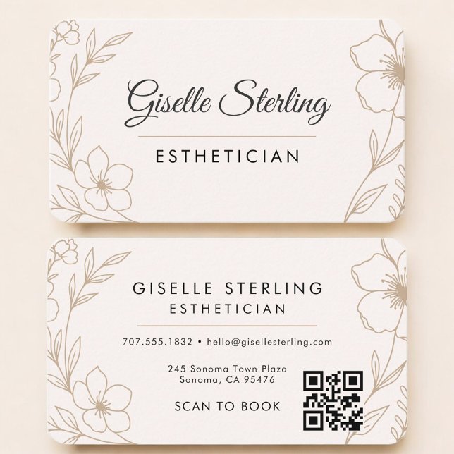 Esthetician Floral QR Code Professional Visitkort (Skapare uppladdad)