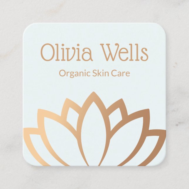 Esthetician Guld Lotus Flower Square Affärskort Fyrkantigt Visitkort (Framsida)