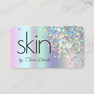 Esthetician Holografiska Glitter Skincare Salon Visitkort