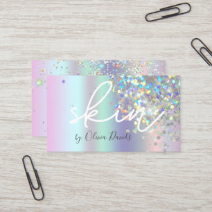 Esthetician Holografiska Glitter Skincare Salon Visitkort