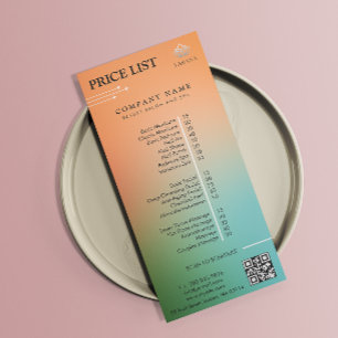 Esthetician Holophy Gradient Pris List Menu Reklamkort