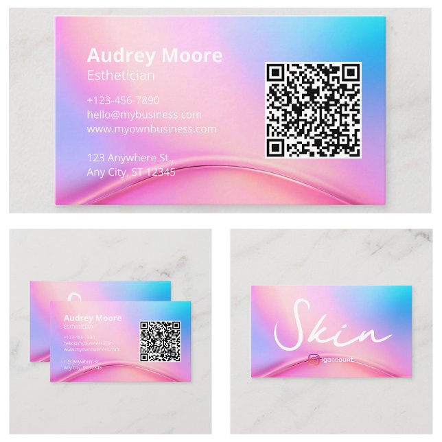 Esthetician Information QR-kod Visitkort (Estheticians Information QR Code Business Card
)