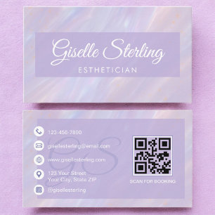 Esthetician Iridescent Pastel Opal Holography Visitkort