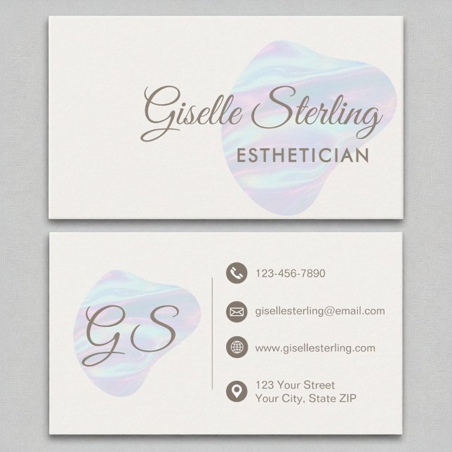 Esthetician Iridescent Pearl Opal Abstrakt Visitkort (Skapare uppladdad)