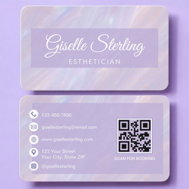 Esthetician Iridescent QR Code Professional Visitkort (Skapare uppladdad)
