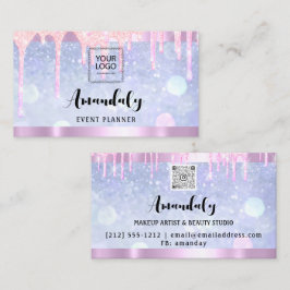 Esthetician Lash Nagel Hair QR Code Logotyp Blue Visitkort