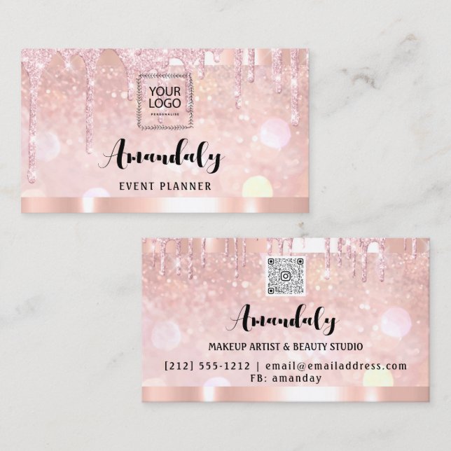 Esthetician Lash Nagel Hair QR Code Logotyp Ro Dri Visitkort (Fram/baksida)