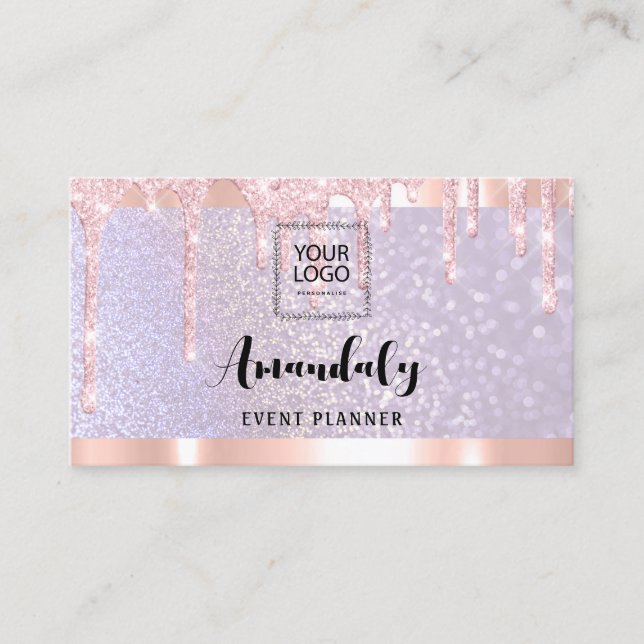 Esthetician Lash Nagel Hair QRCode Logotyp PurpleR Visitkort (Framsida)