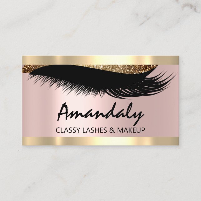 Esthetician Makeup Eyelash Rosa Appointcard Visitkort (Framsida)