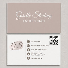 Esthetician  Mauve Modern Elegant QR-kod Visitkort