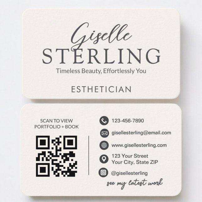 Esthetician Neutral QR Code Visitkort (Skapare uppladdad)