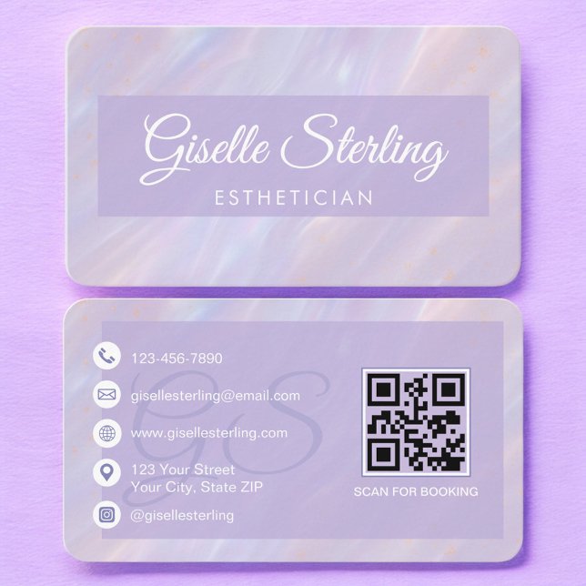 Esthetician Pastel Purple QR Code Visitkort (Skapare uppladdad)