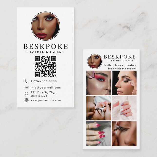 Esthetician Photo Feed Grid Social Media QR Code  Visitkort (Fram/baksida)