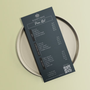 Esthetician Pris List Menu Black White Grått Grått Reklamkort
