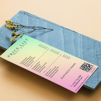 Esthetician Pris List Menu Pastel HoloGrapel Reklamkort