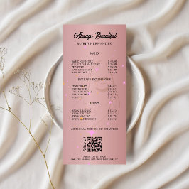 Esthetician Pris List Menu Ro Guld Qr Code Reklamkort