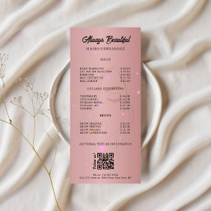 Esthetician Pris List Menu Ro Guld Qr Code Reklamkort