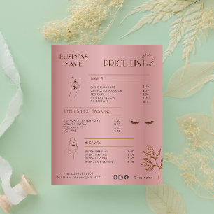 Esthetician Pris List Menu Ro Guld Social Media Flygblad