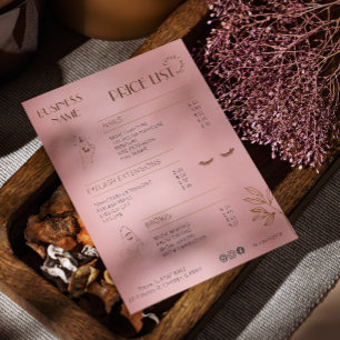 Esthetician Pris List Menu Ro Guld Social Media Flygblad
